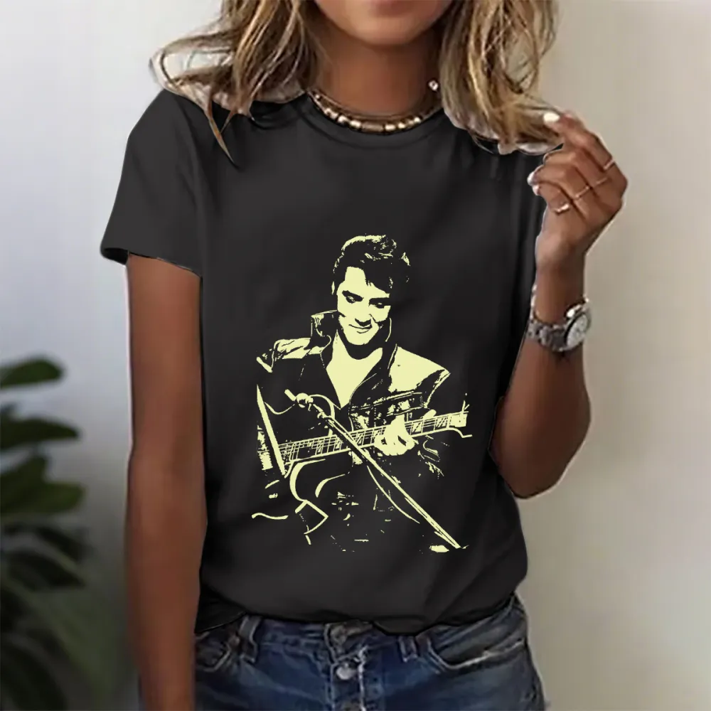 Women's Character Performance Print Short Sleeve Round Neck Cotton T-Shirt