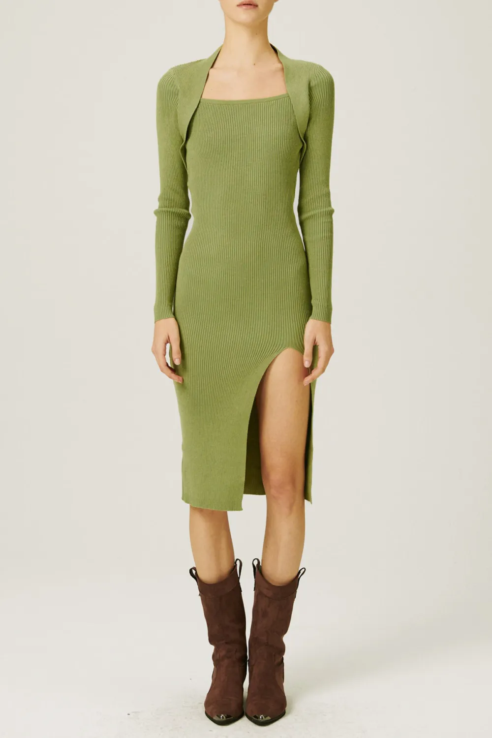 Square Neck Knitted Dress
