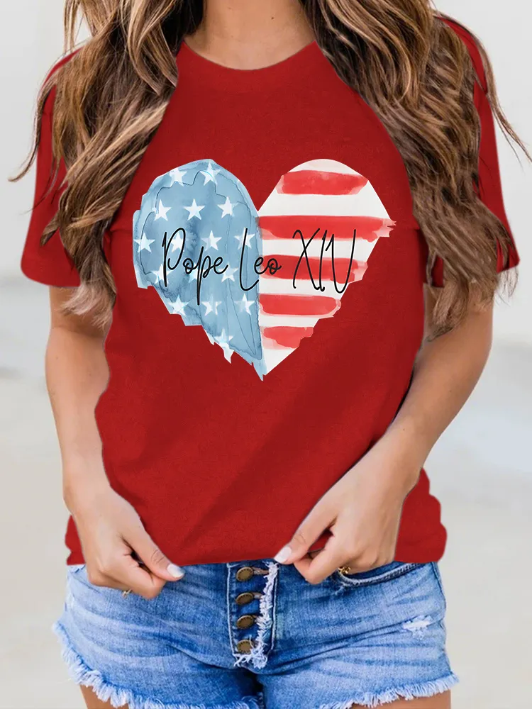 Women'S Pope Leo Xiv Round-Neck Short-Sleeved T-Shirt