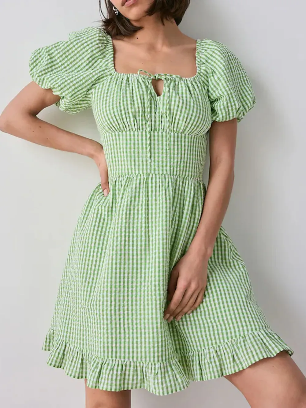 Summer Fresh Bubble Sleeve Pure Cotton Dress