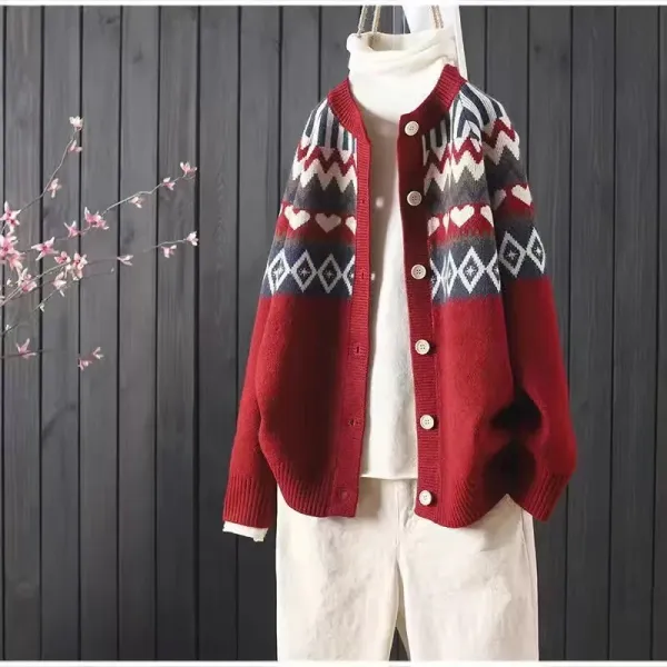 Vintage Totem Long Sleeve Knit Cardigan