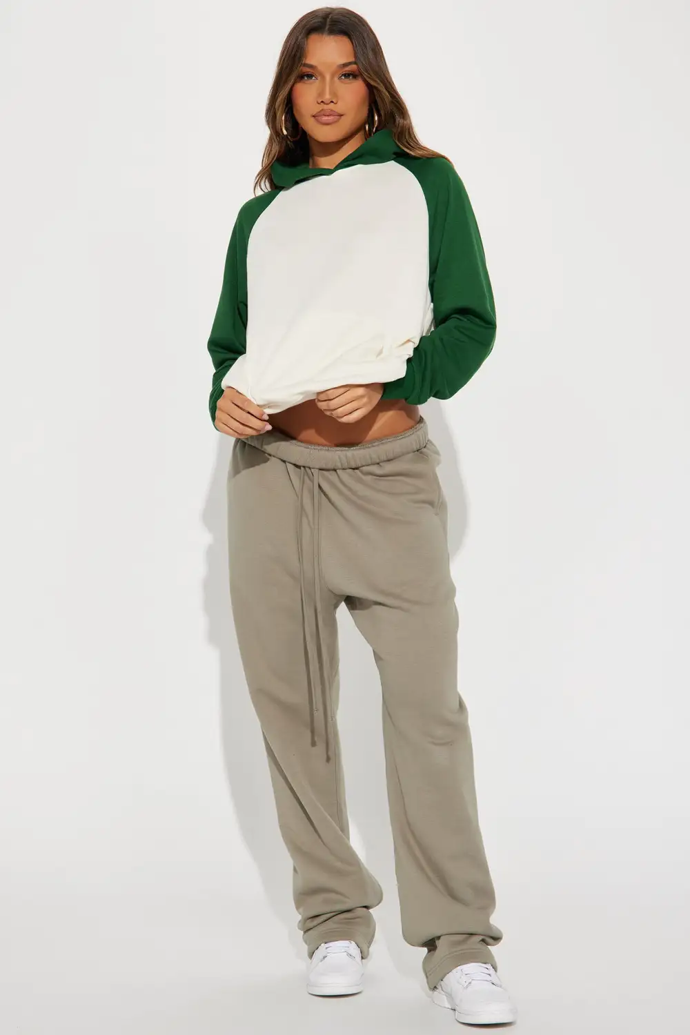 Eliana Colorblock Lounge Hoodie - Green/combo