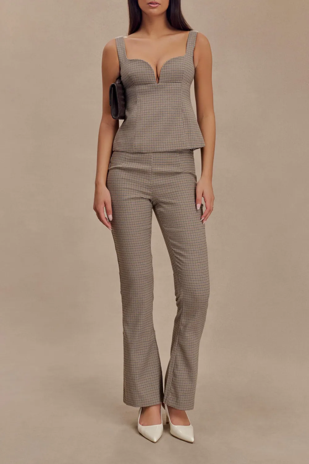 Mid Rise Buckle Straight Leg Pant