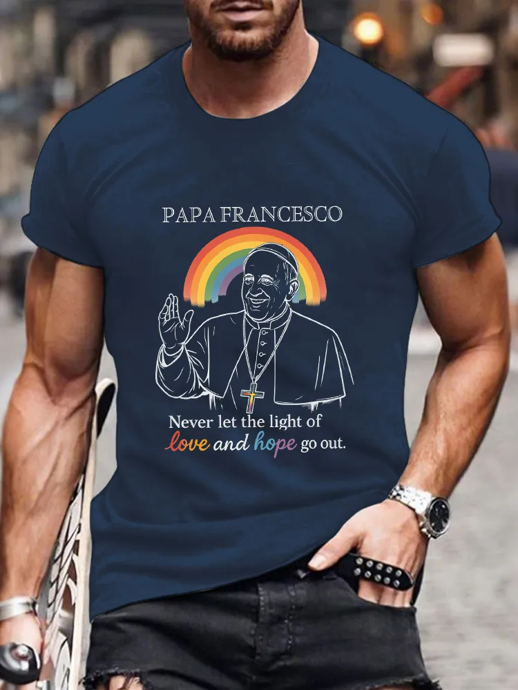Men's Never Let The Light Of Love And Hope Go Out Lgbt Print Short Sleeve Round Neck Cotton T-Shirt
