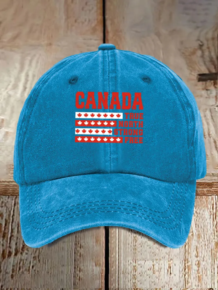 Men And Women's True North Strong And Free Washed Baseball Cap
