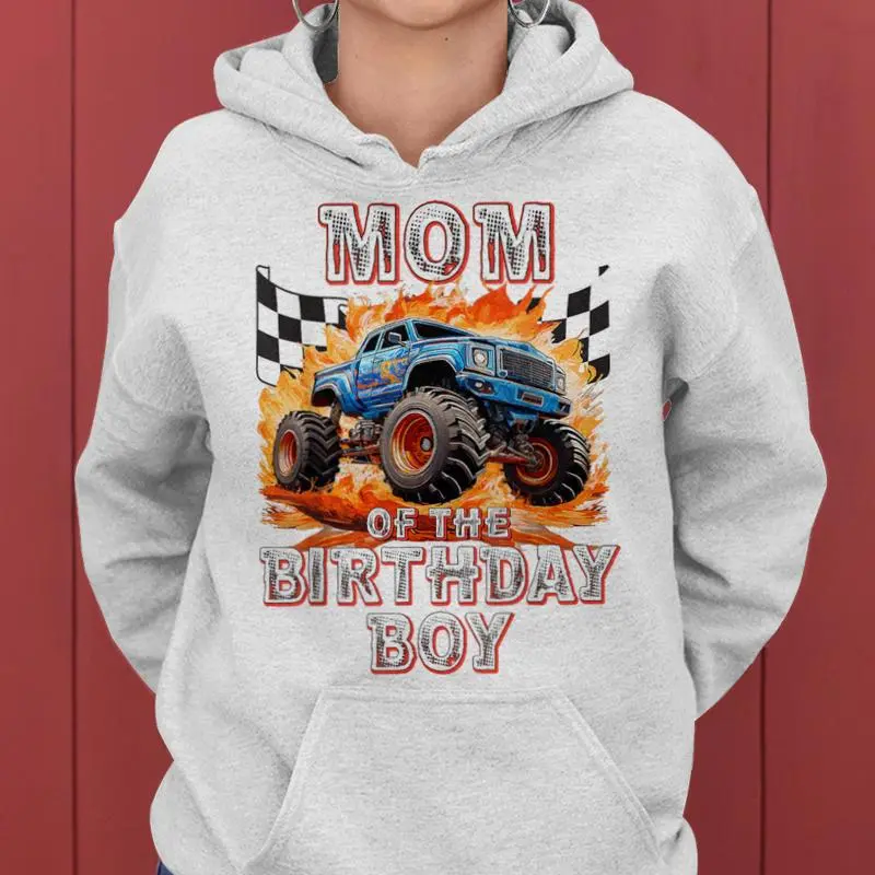 Mom Of The Birthday Boy Monster Truck Birthday Women Hoodie