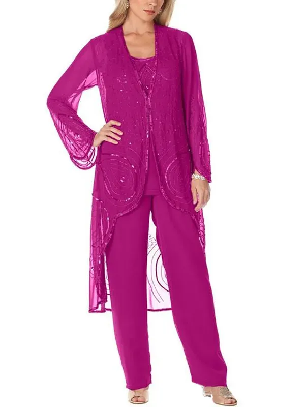 Sequin vest top trousers three-piece set