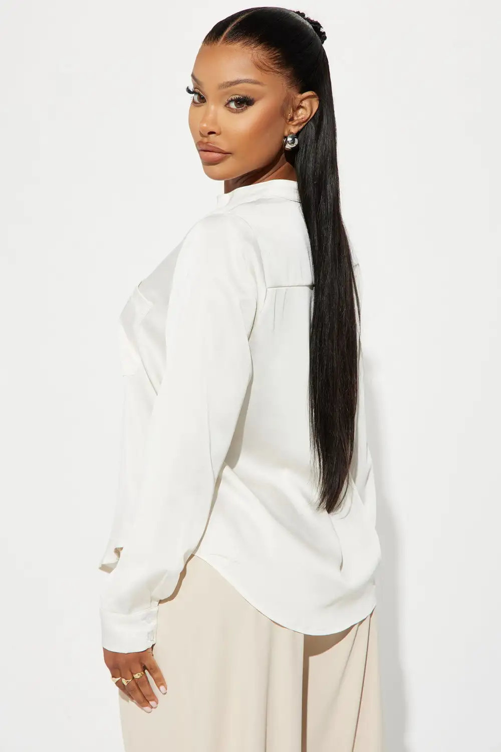 Beth Satin Shirt - Off White