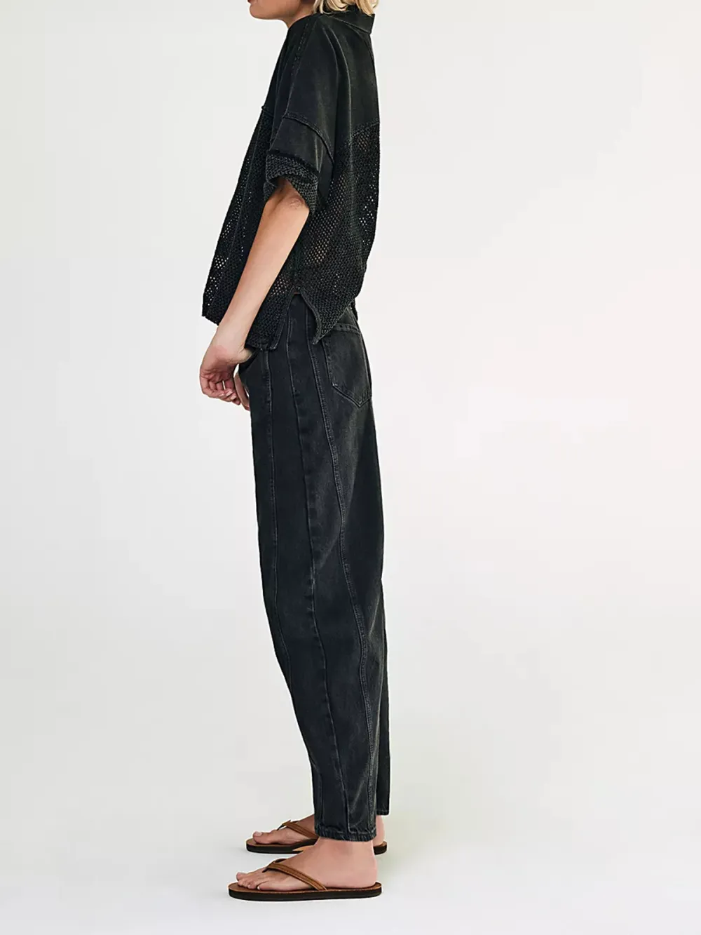 Casual Style Mid Rise Barrel Jeans