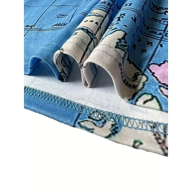 Women's T shirt Tee Blouse Graphic World Map Multi Color pea green Blue Purple Print Short Sleeve Street Daily Basic Modern V Neck Regular Fit T-shirt Sleeve Summer