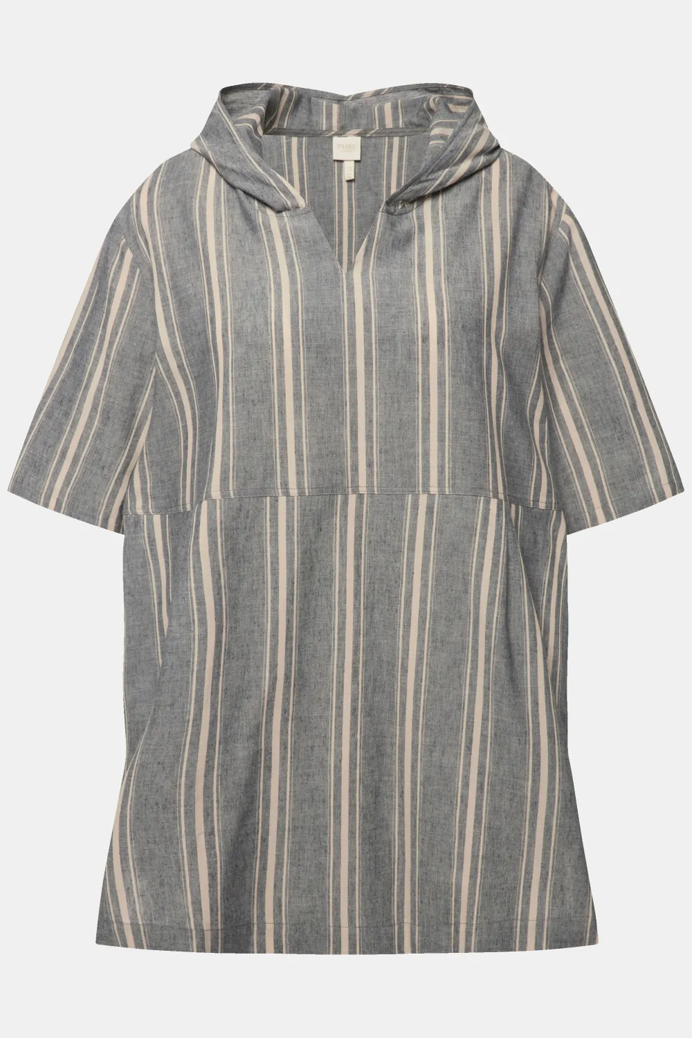 Blusen-Tunika Streifen Egg-Shape Kapuze Halbarm