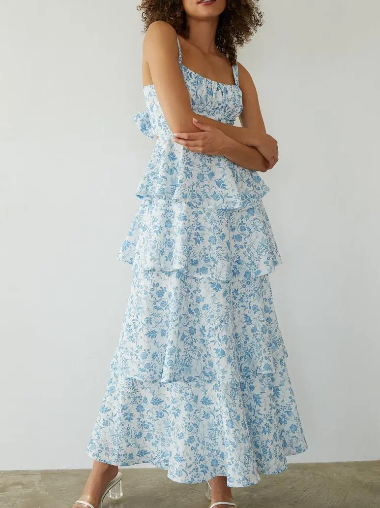 Everlee Bustier Tiered Maxi Dress