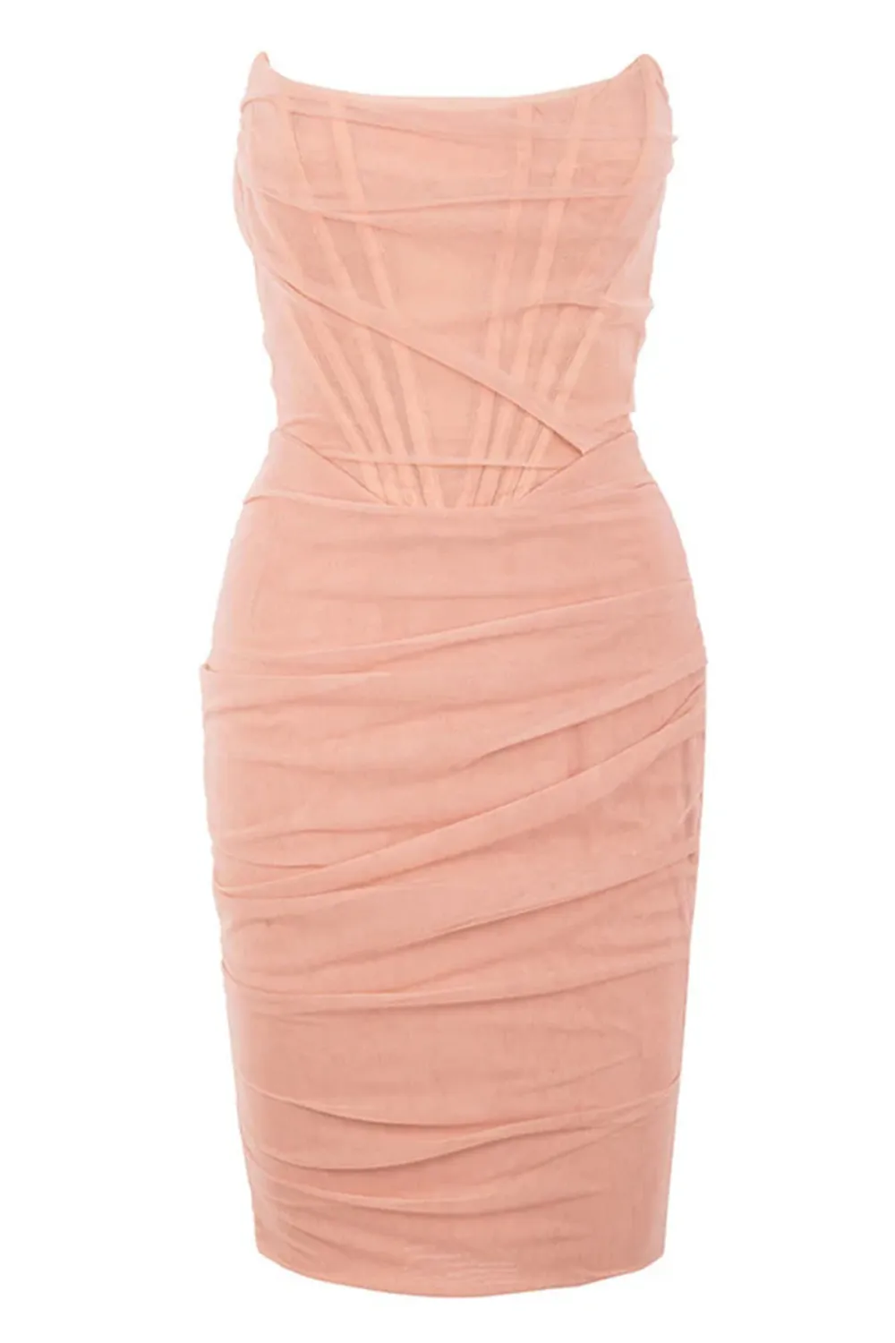 Chic Ruched Strapless Mini Corset Cocktail Party Dress - Pink