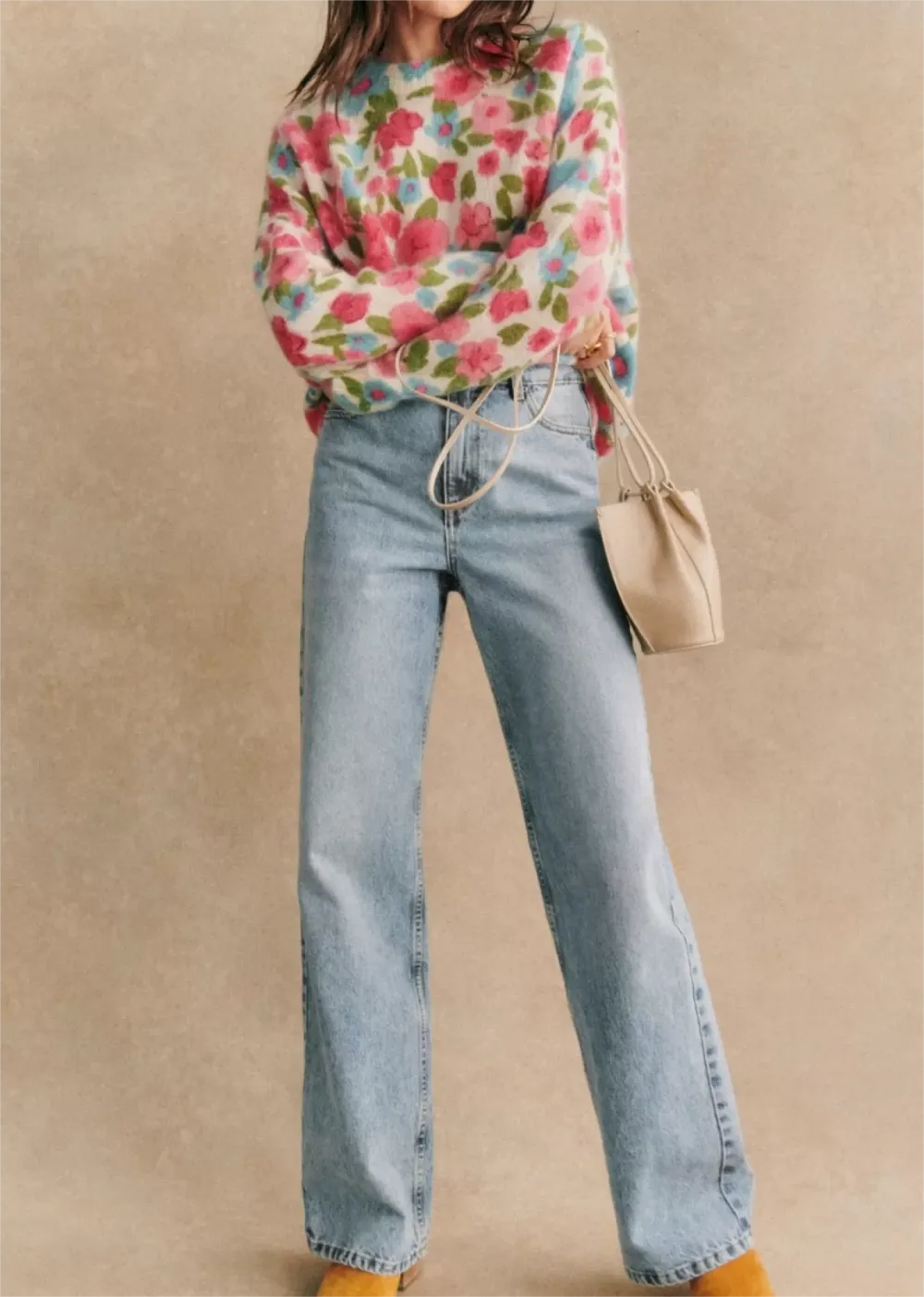 Floral Print Crew Neck Sweater