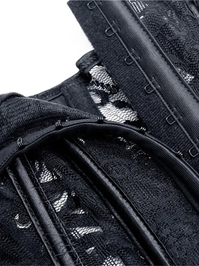 Corset Women's Corsets Corset Tops Party & Evening Valentine's Day Club Black Sexy Breathable Underbust Corset Hook & Eye Lace Up Lace Backless Tummy Control Lace Flower All Seasons