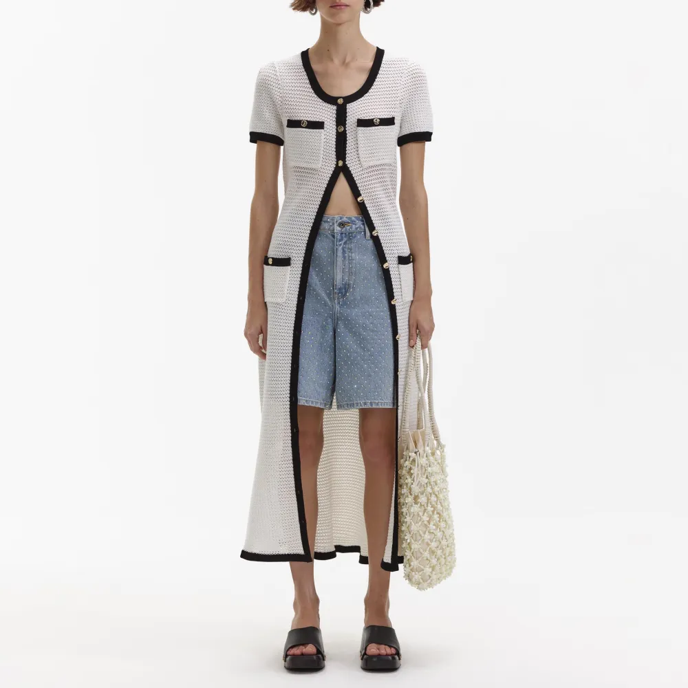 White Crochet Midi Dress