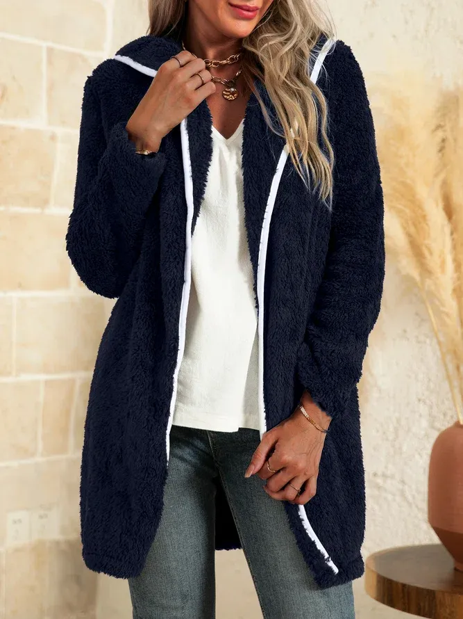 Woman Long Sleeve Winter Cardigan With Hoodie Coat