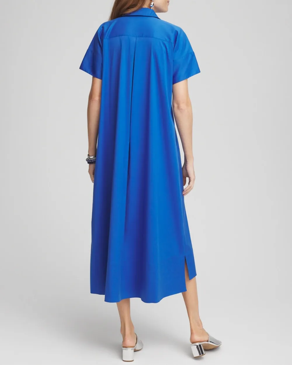 Short Sleeve Collared Midi Dress