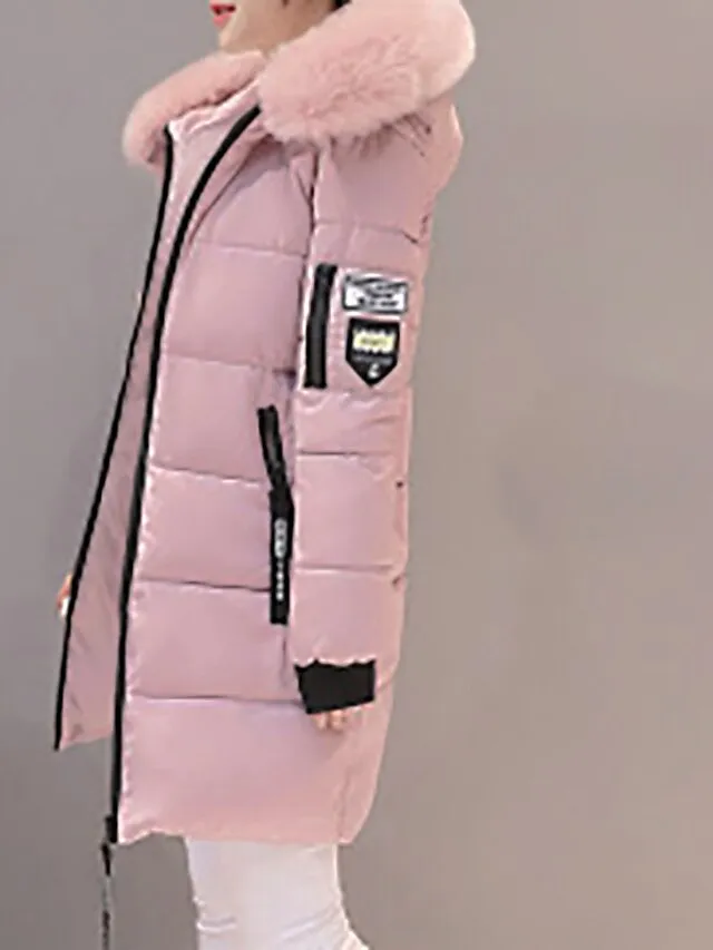 Women's Winter Jacket Puffer Jacket Parka Hoodie Jacket Street Daily Valentine's Day Winter Fall Regular Coat Regular Fit Warm Breathable Streetwear Casual St. Patrick's Day Jacket Long Sleeve Solid