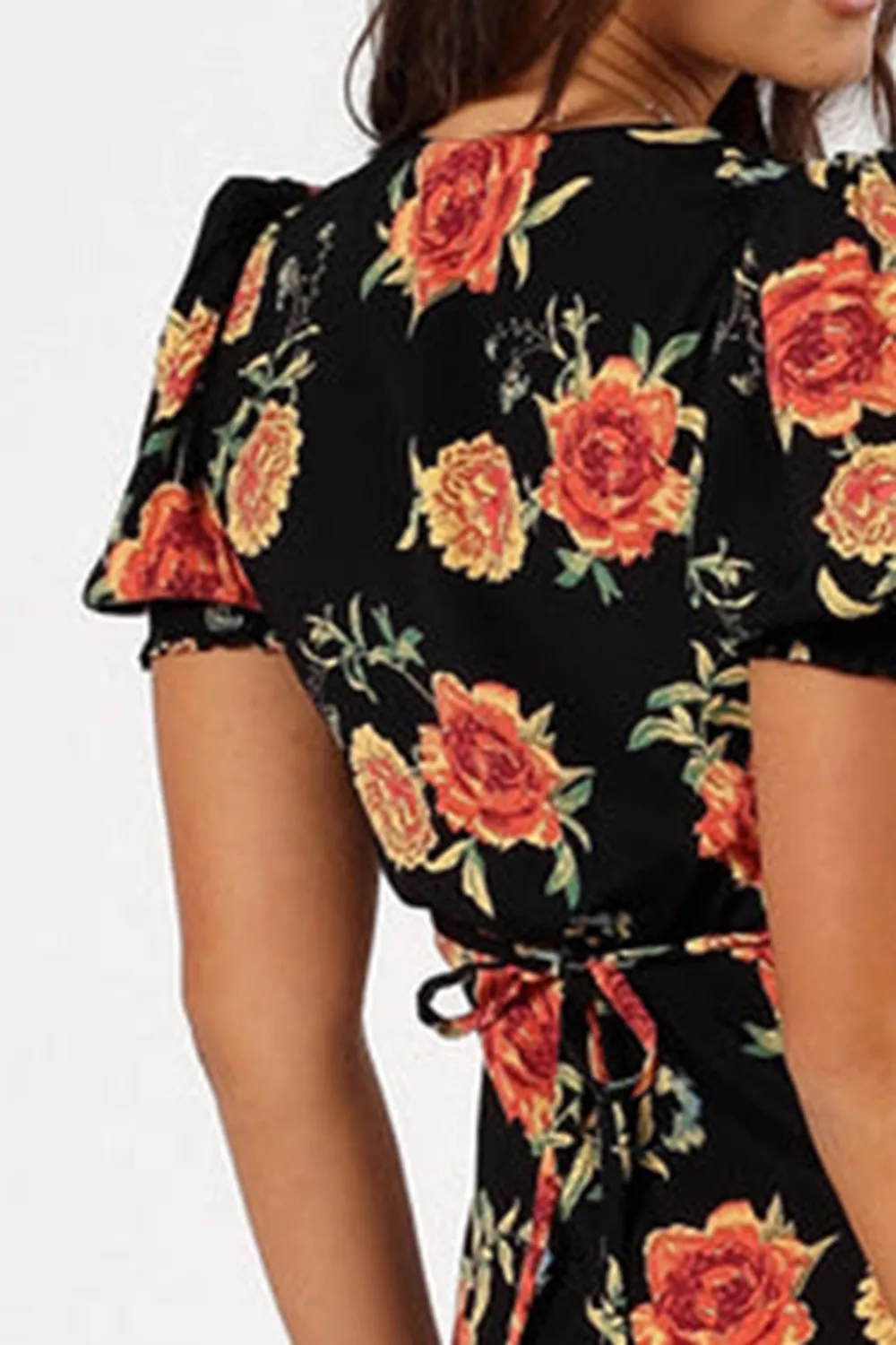 SUNSET FLORAL MIDI DRESS