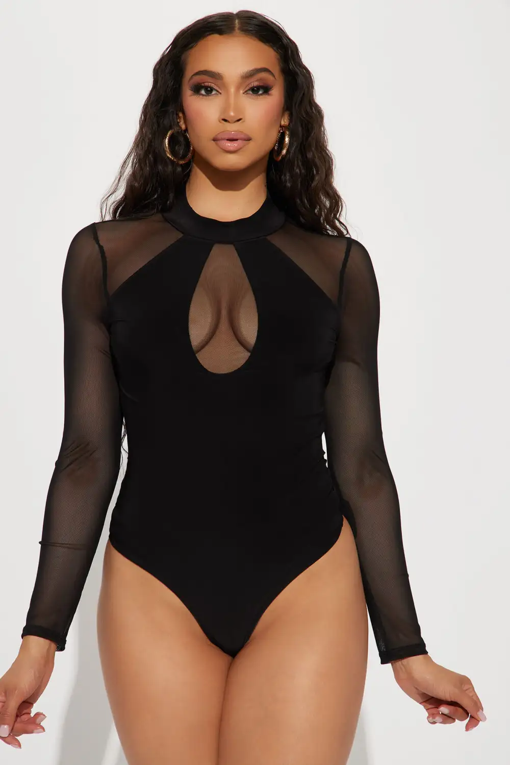 Mya Mock Neck Bodysuit - Black