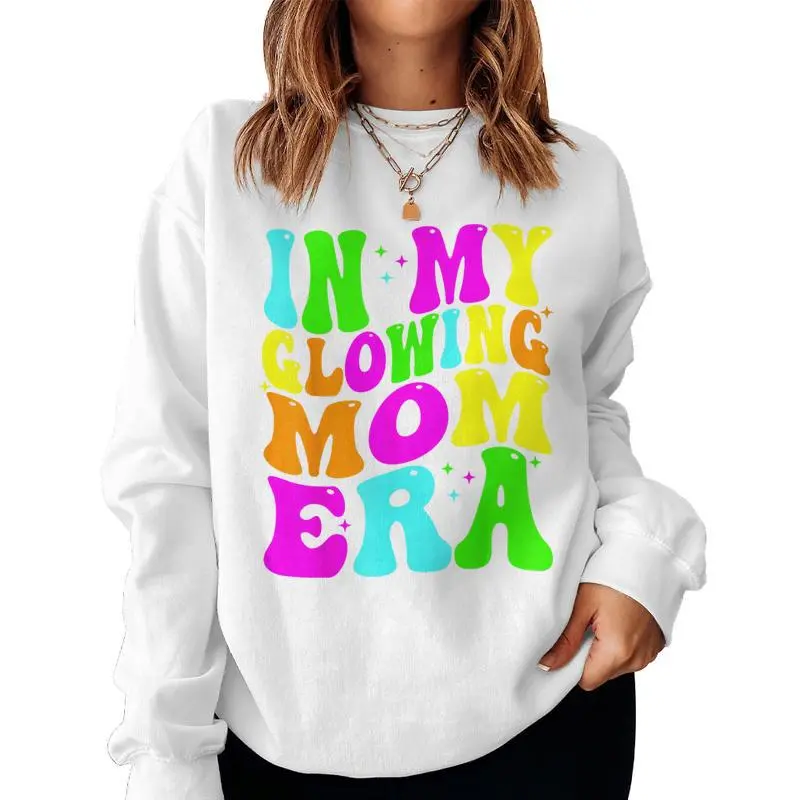 In My Glowing Mom Era Groovy Colorful Bright Women Sweatshirt
