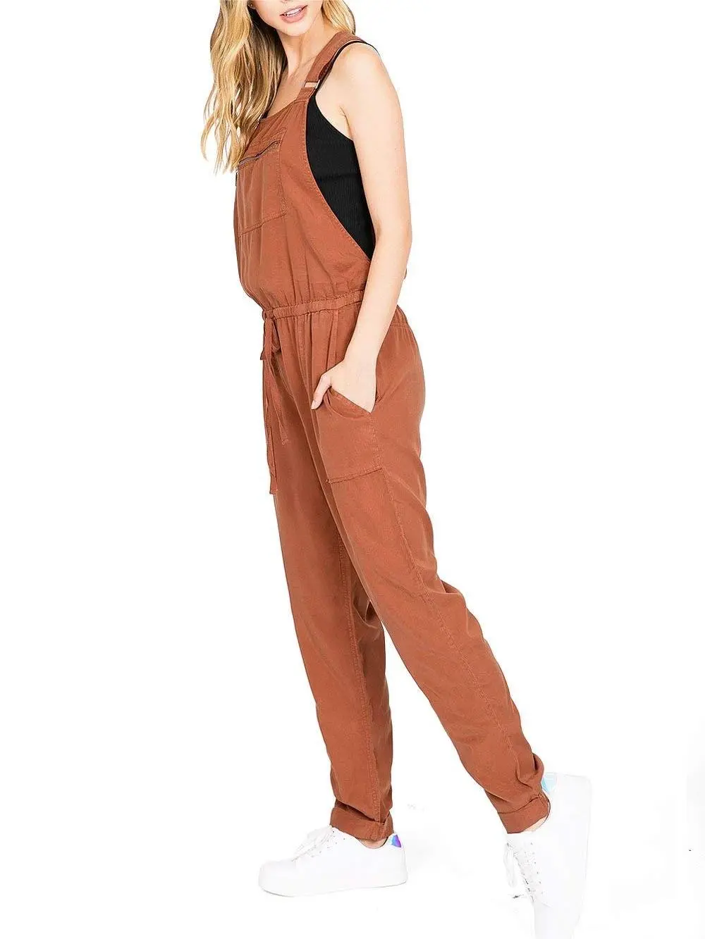 Rust - Colored Drawstring Lounge Overalls