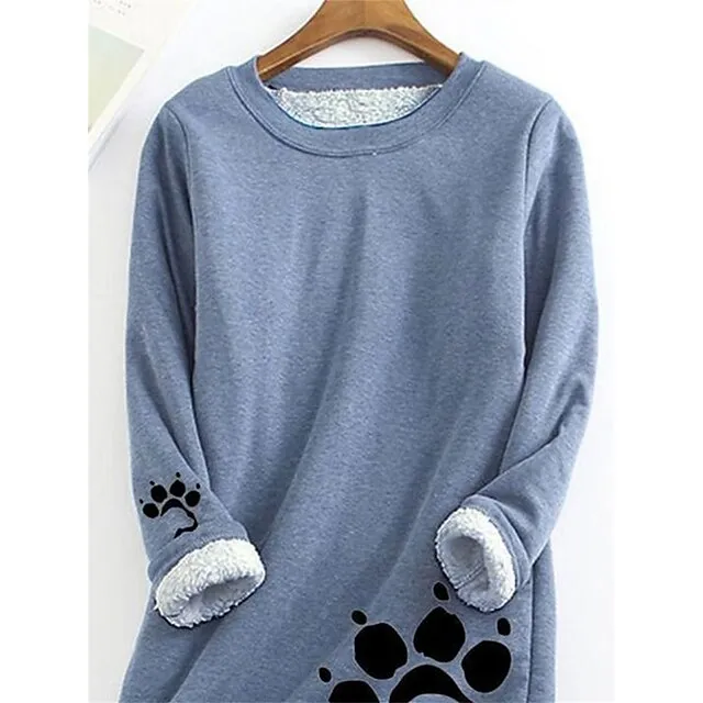 Women's Plus Size Sweatshirt Pullover Sherpa Fleece Lined Graphic Warm Sports Fuzzy Yellow Pink Dark Pink Street Casual Round Neck Long Sleeve Top Micro-elastic Fall & Winter