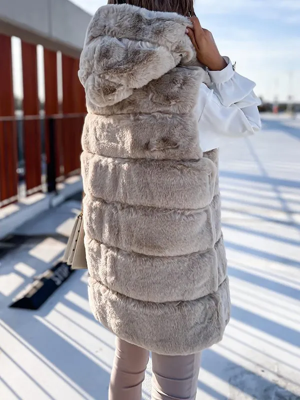 Faux fur Hoodie Casual Vest