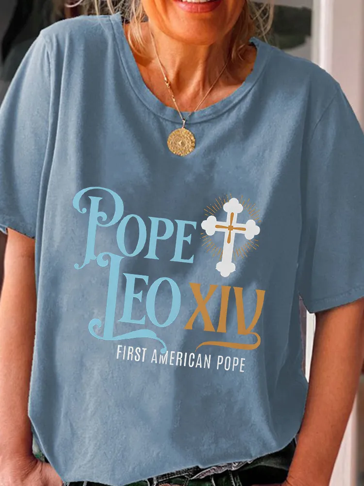 Women'S Pope Leo Xiv First America Pope Round-Neck Short-Sleeved T-Shirt