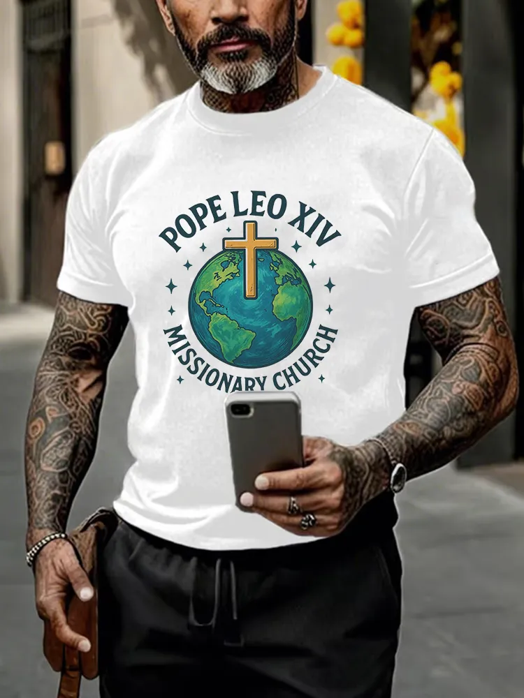 Men'S Red White And Holy Pope Leo Xiv 8th May 2025 Printed T-Shirt