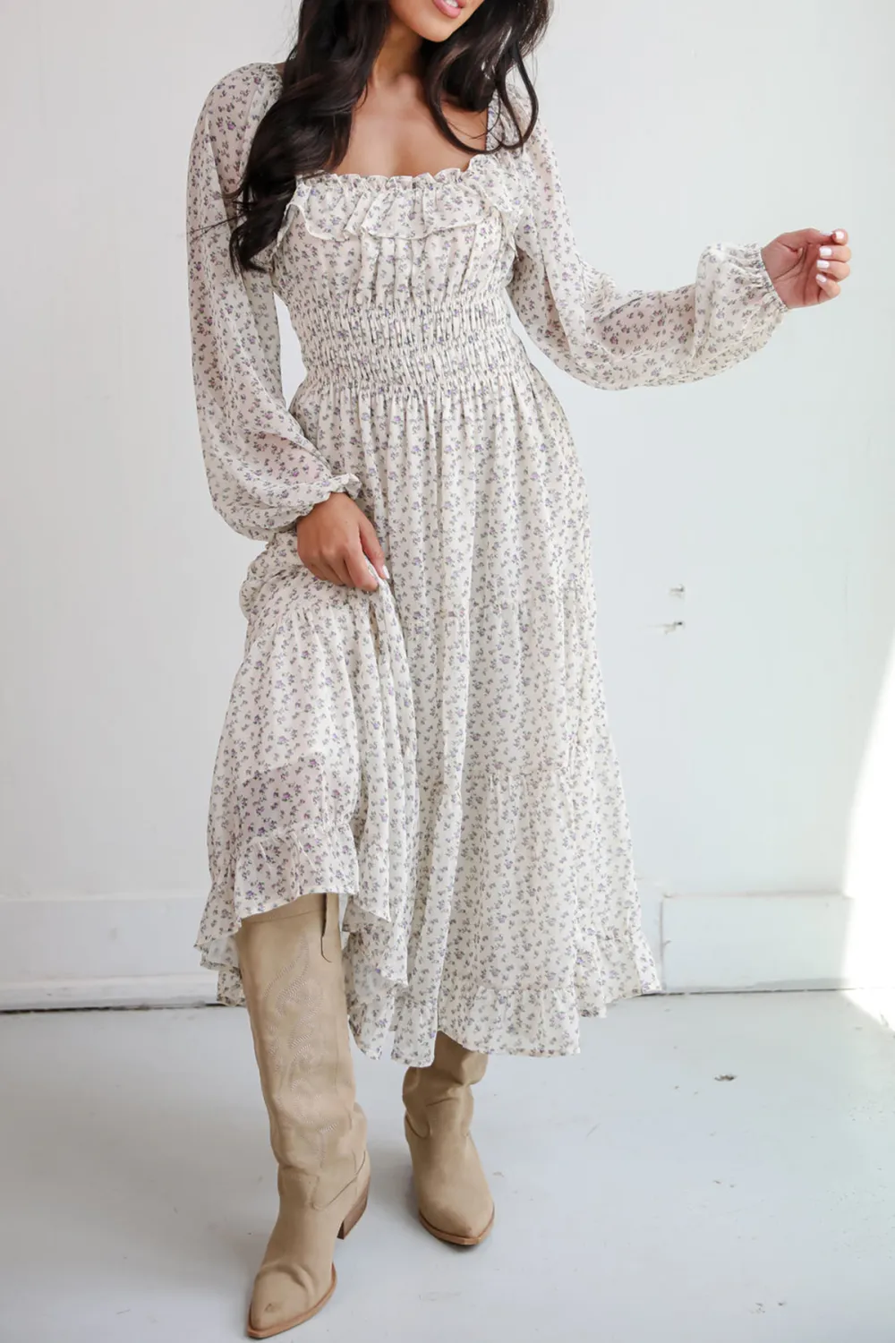 Endearing Appeal Cream Floral Midi Dress