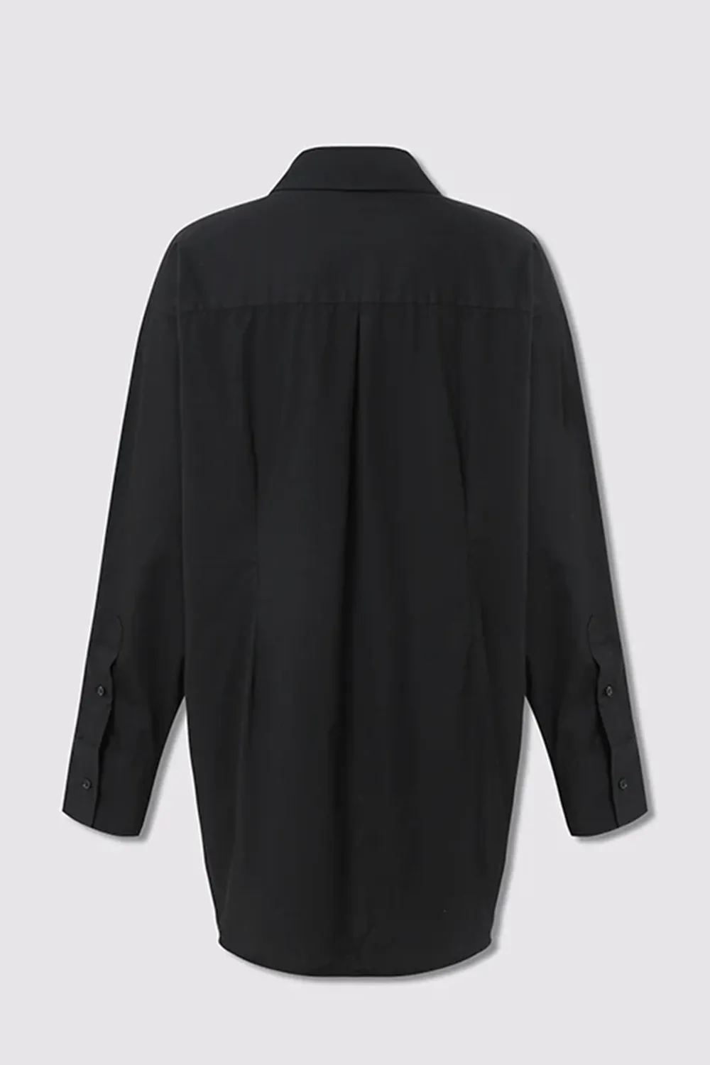 Black Poplin Oversized Long - Sleeve