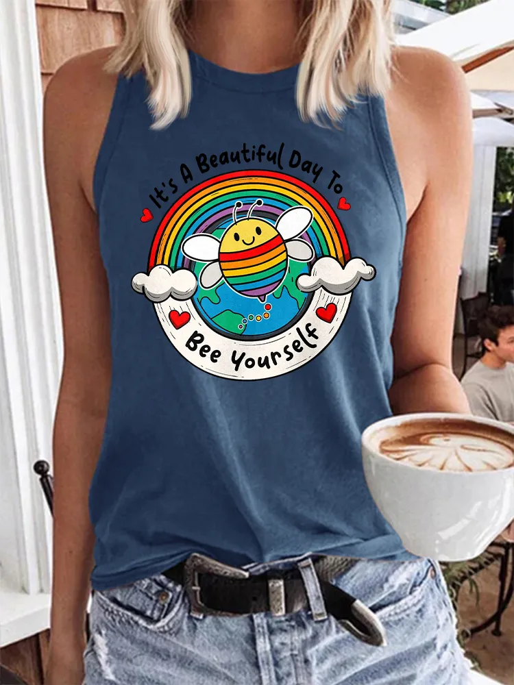 Women's It'S A Beautiful Day To Be Yourself Crew Neck Vest