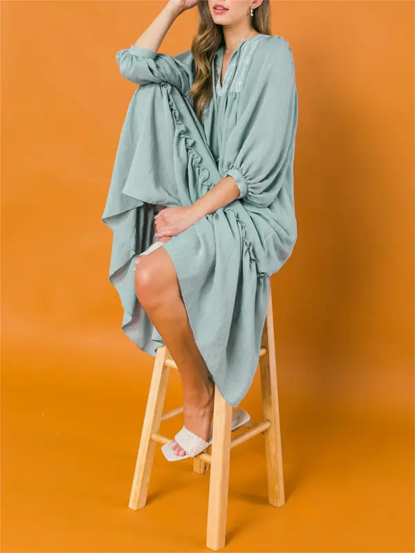 Light Blue Ruffled Midi Dress