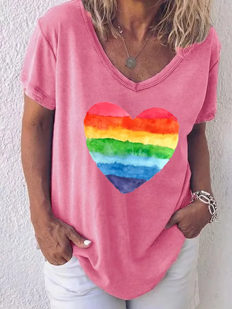 Women'S  Ainbow Heart Shirt LGBTQ Pride Shirt Rainbow Flag Tee Proud Ally T-Shirts