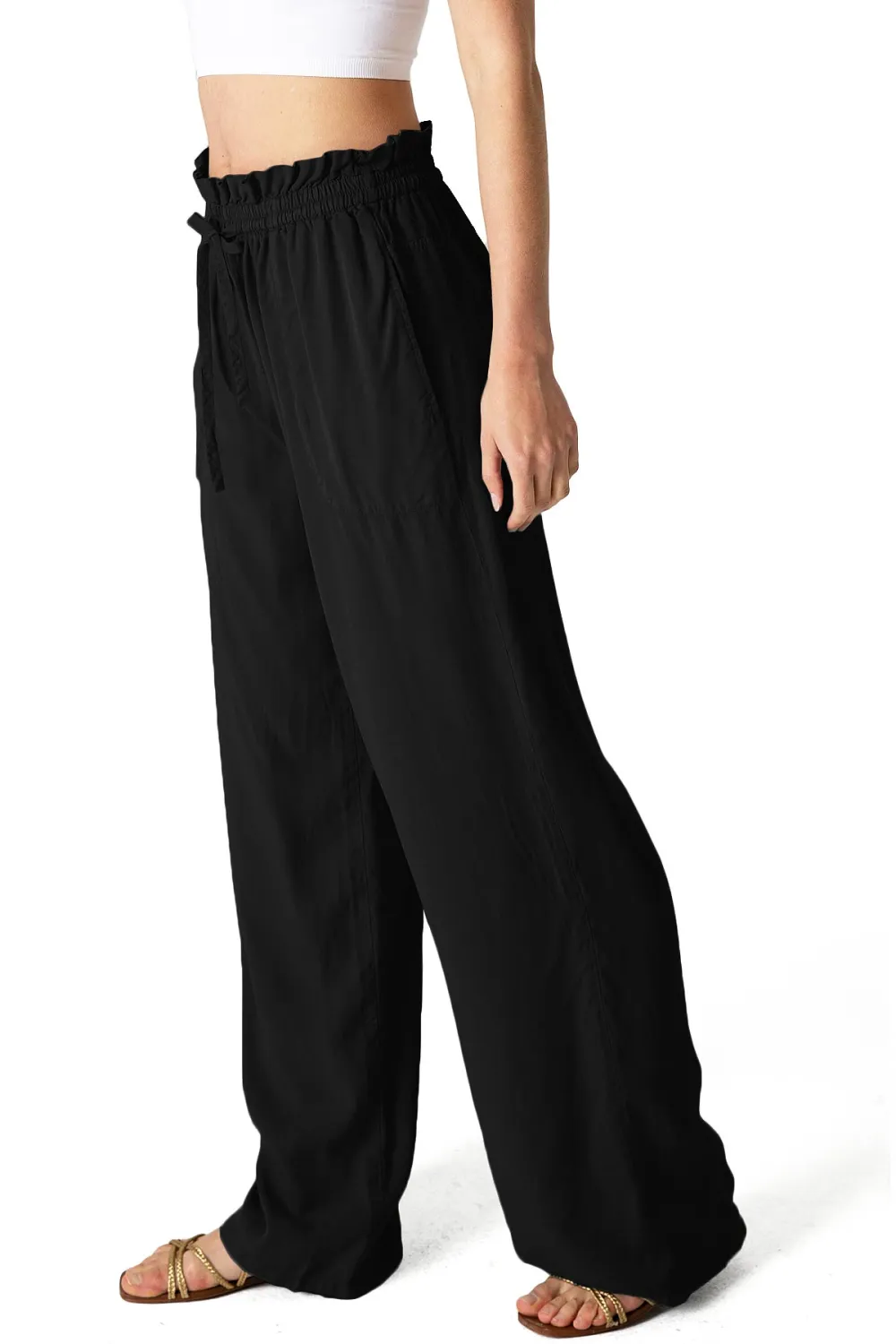Drawstring Wide-Leg Pants