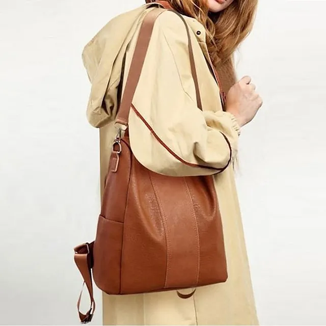 Men's Women's Handbag Nylon PU Leather Daily Holiday Zipper Adjustable Large Capacity Waterproof Solid Color Black Brown