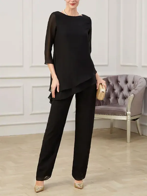Round neck irregular temperament ladies suit
