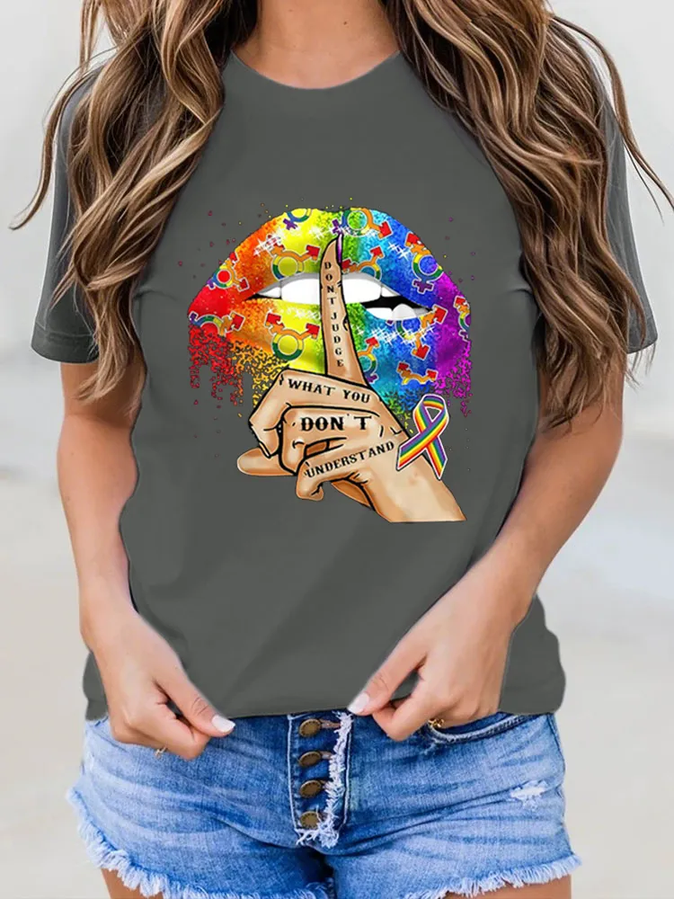 Women'S Don T Judge What You Don T Understand LGBT Pride Lips T Shirt