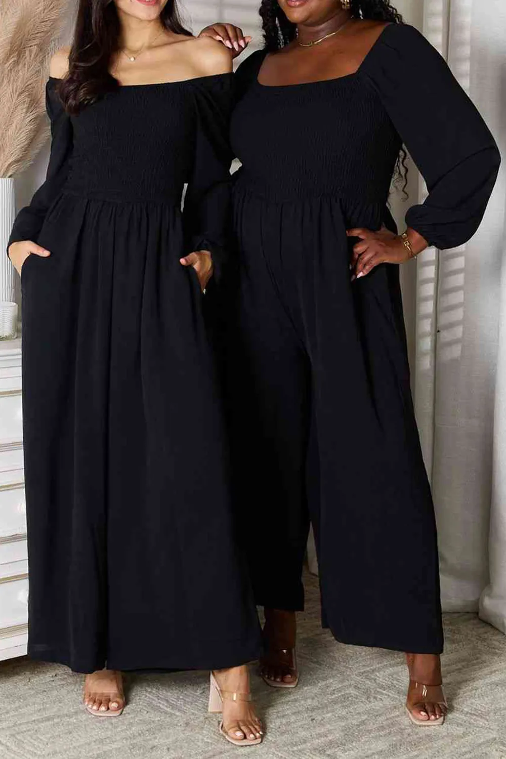 Black Minimalism Tasteful Off-The-Shoulder Jumpsuit