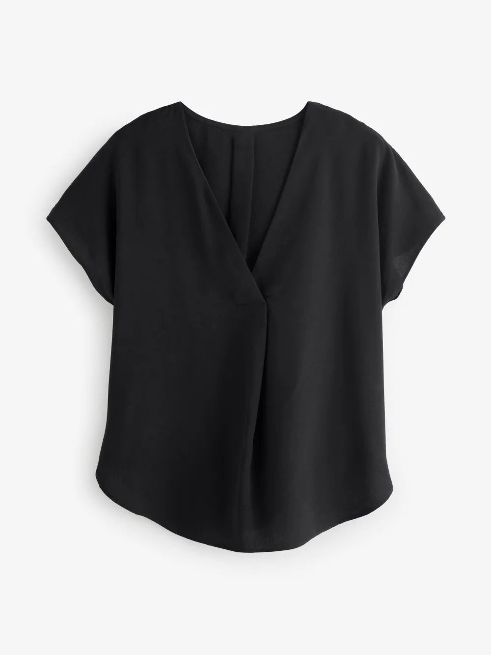 Loose Fit Short Sleeve High Collar V-Neck Shirt