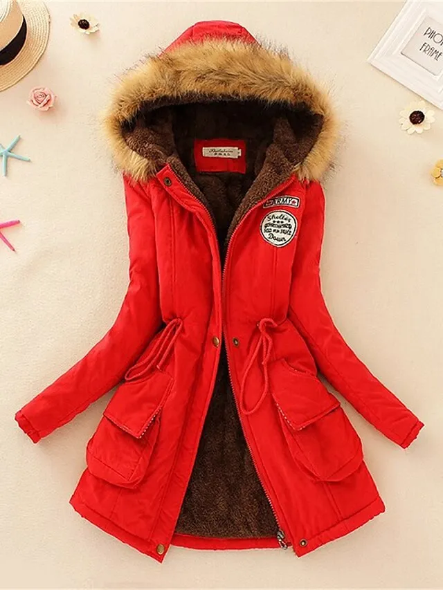 Women's Winter Coat Fleece Lined Parka Thermal Warm Windproof Puffer Jacket with Pocket Hooded Heated Jacket Fall Outerwear Drawstring Outdoor Street Fashion Casual Outerwear