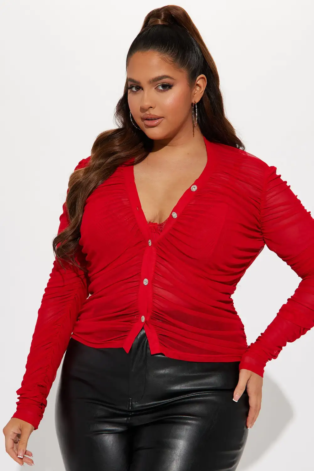 Rebecca Ruched Blouse - Red