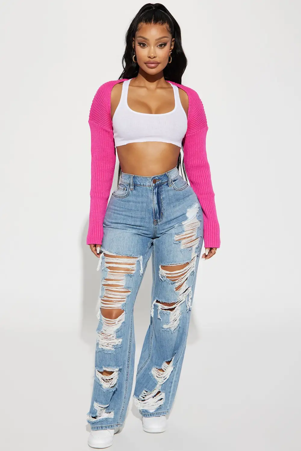 Robyn Bolero Sweater - Hot Pink