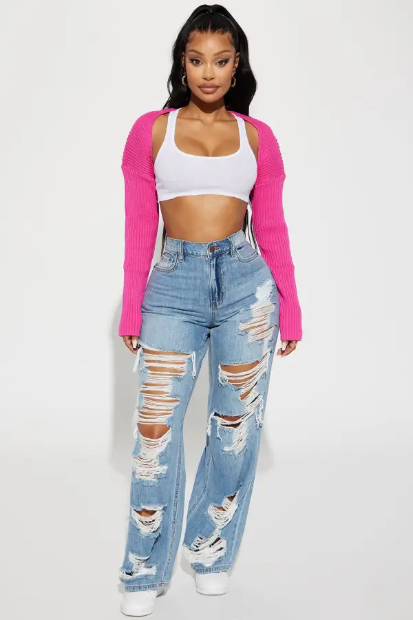 Robyn Bolero Sweater - Hot Pink