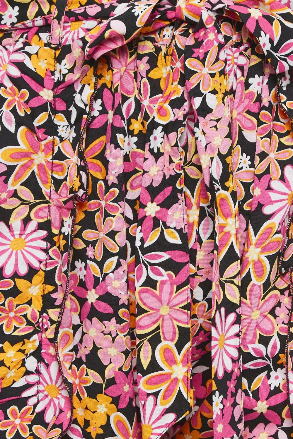 YOURS Curve Pink Floral Print Frill Wide Leg Trousers