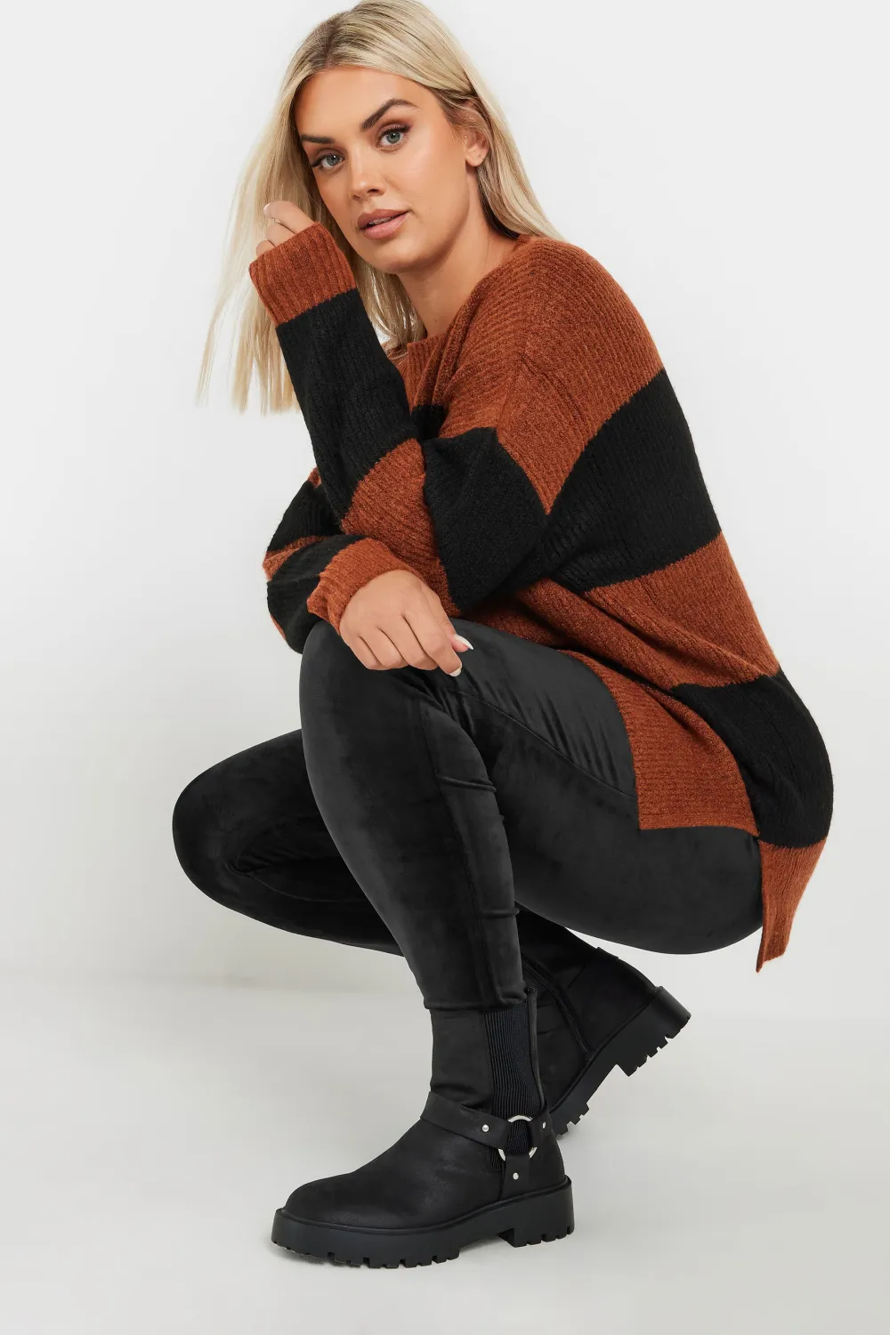 YOURS Curve Black Velour Leggings