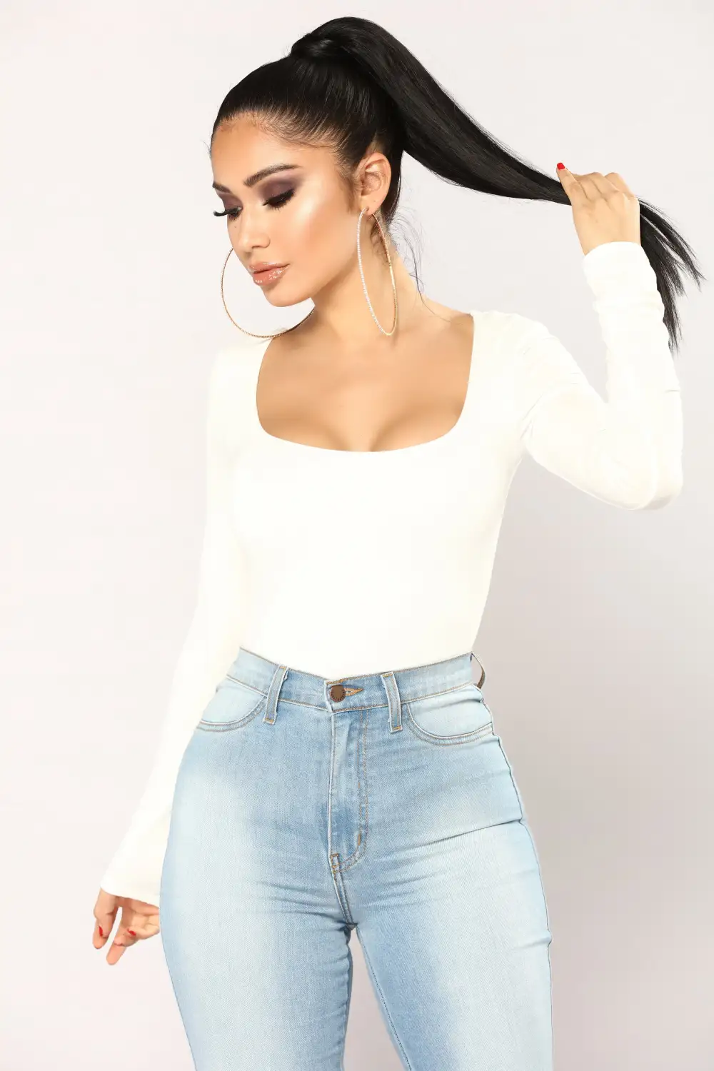 Anything But Square Long Sleeve Bodysuit - Ivory