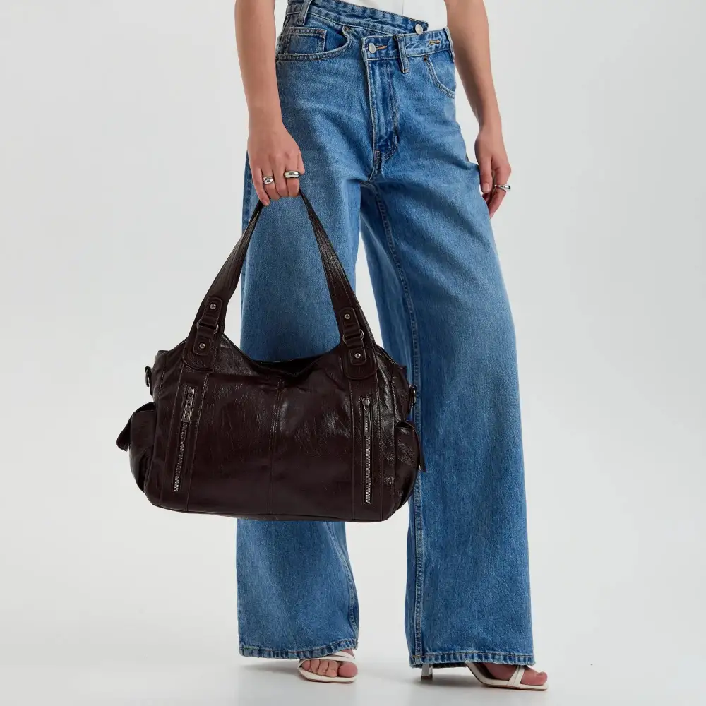 Pocket Front Leather Crossbody Bag